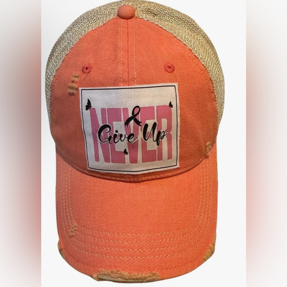 Orange and Gold 'Never Give Up' Cap